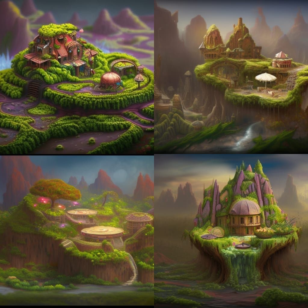 Desert Glass House with Ant People, Matte Painting