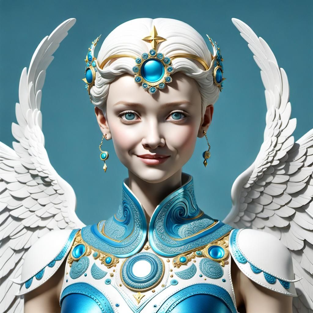 Golden-Winged Angelic Man in 3D Render