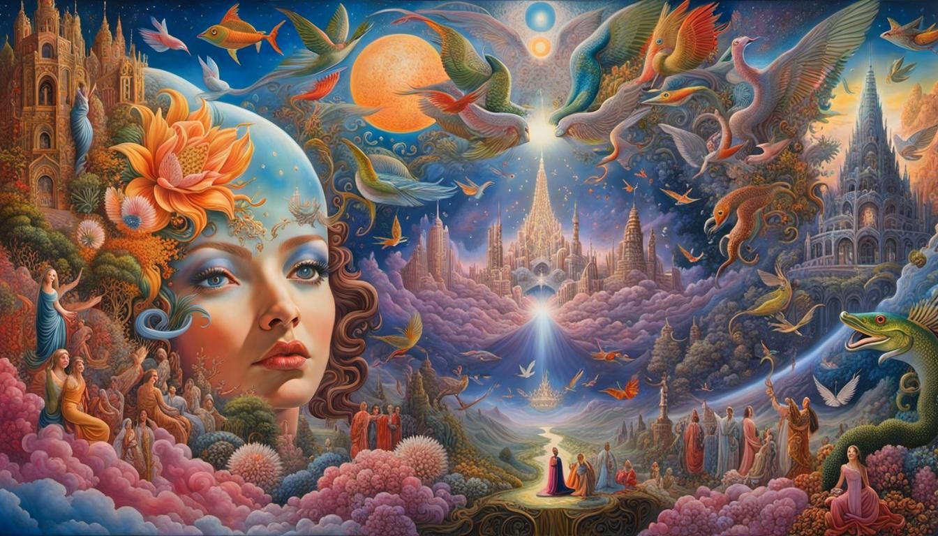Surreal Meaning of Life: An Intricate Oil Painting