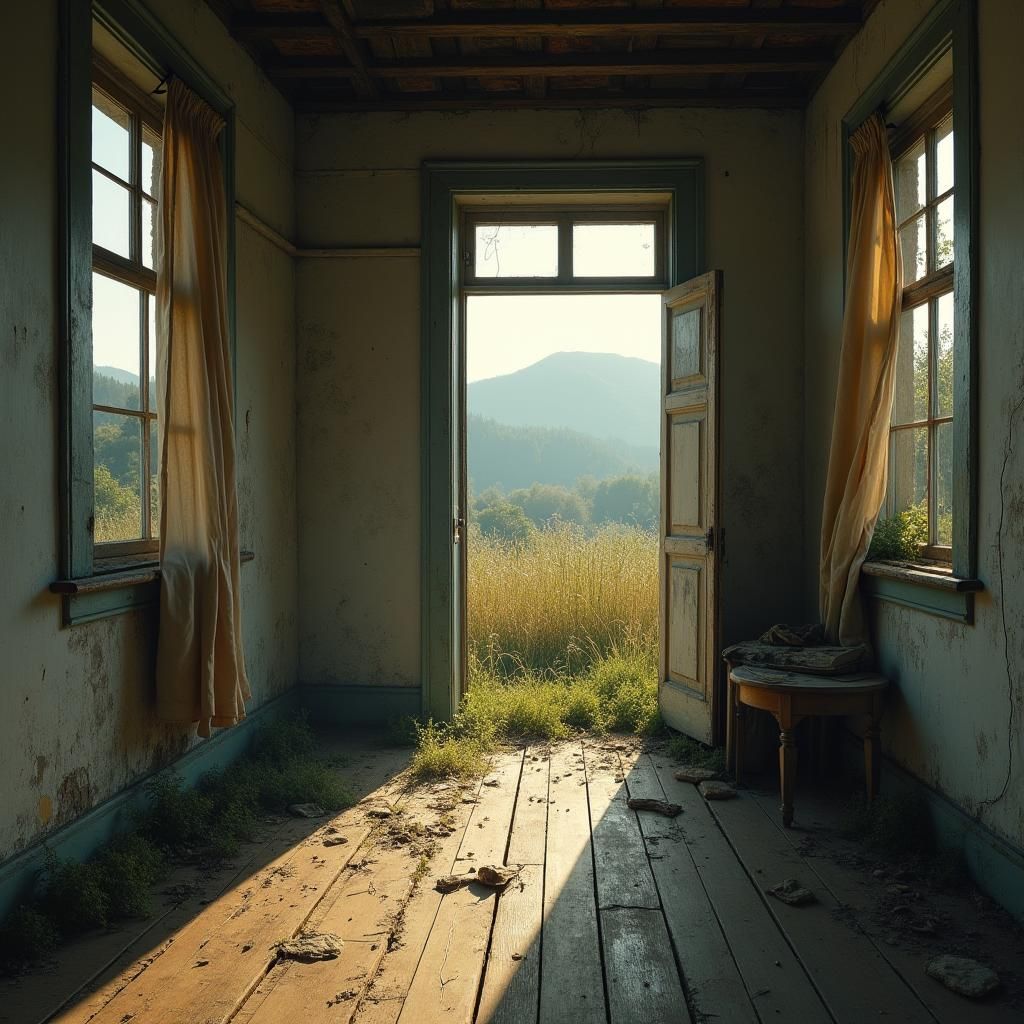 Deserted Country Home in Hyperrealistic Style