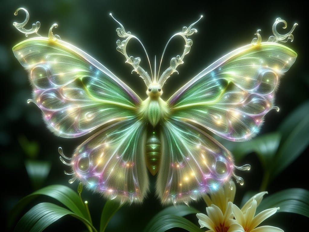 Mythical Moth with Swirling Wings