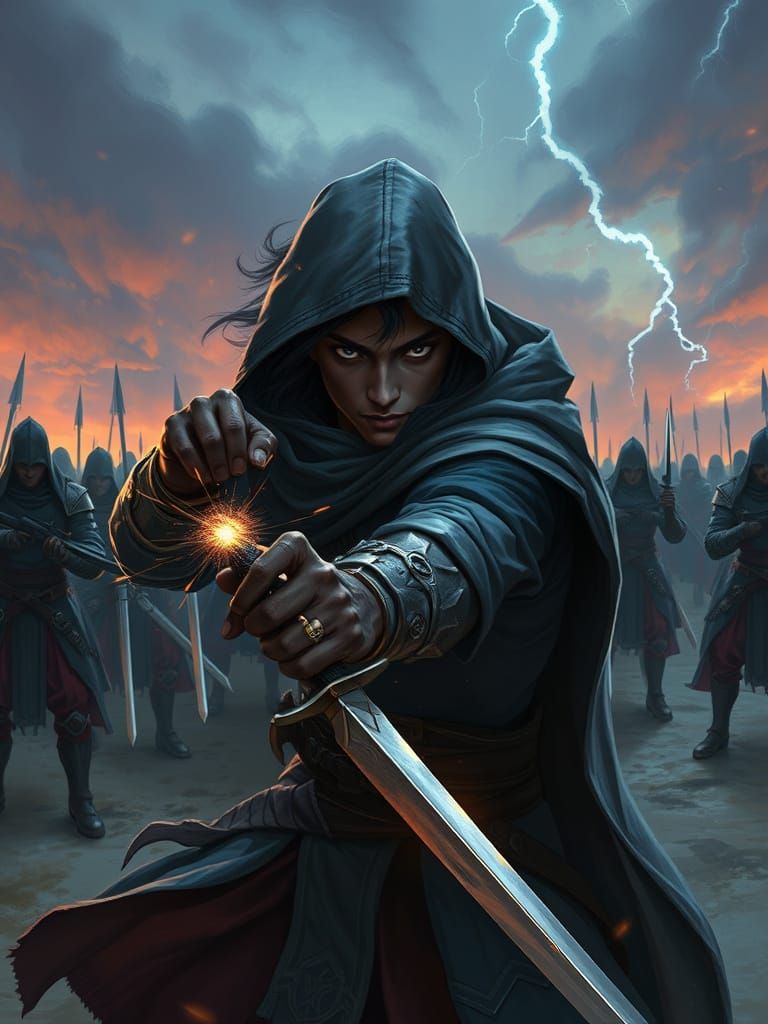 Tashikki Spy in Agile Pose with Daggers at Dusk