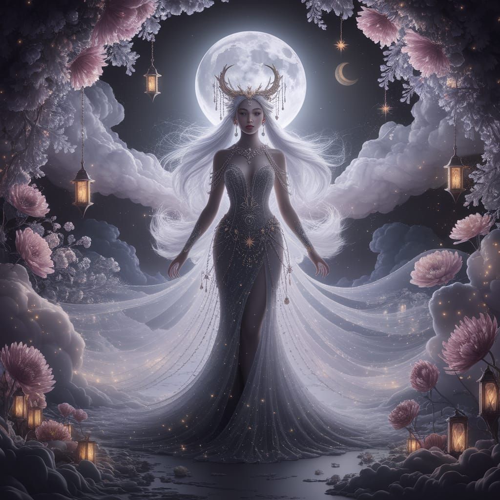 Moon Goddess in Ethereal Celestial Realm