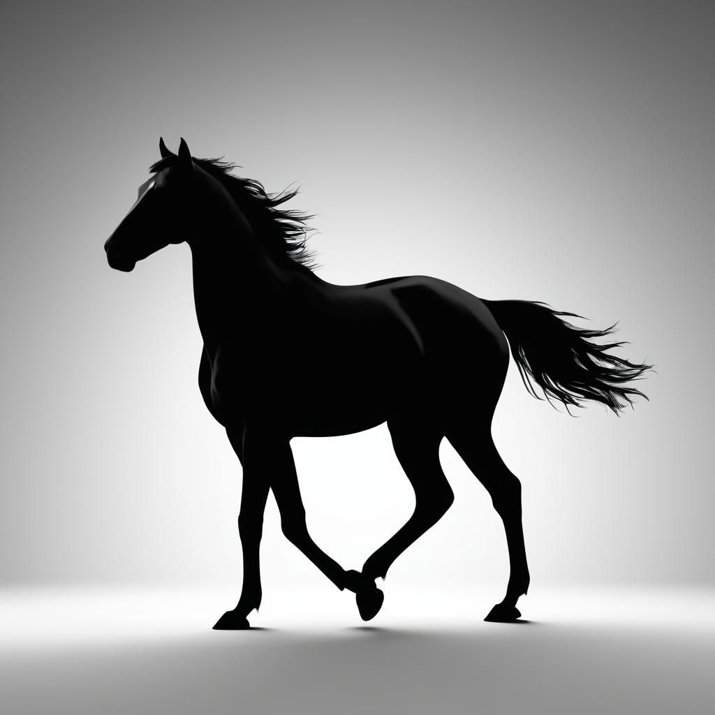 Striking Horse Silhouette in Black and White