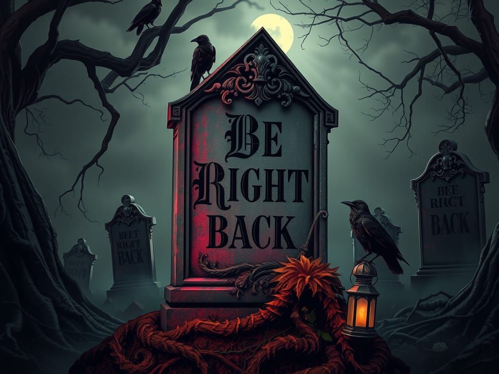 Ethereal Steampunk Victorian Tombstone in Dark Gothic Letter...