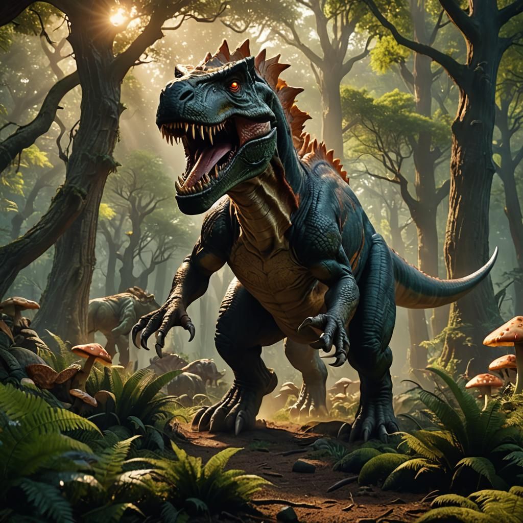 Dinosaur vs Monster in Mystical Forest: Epic 3D Animation