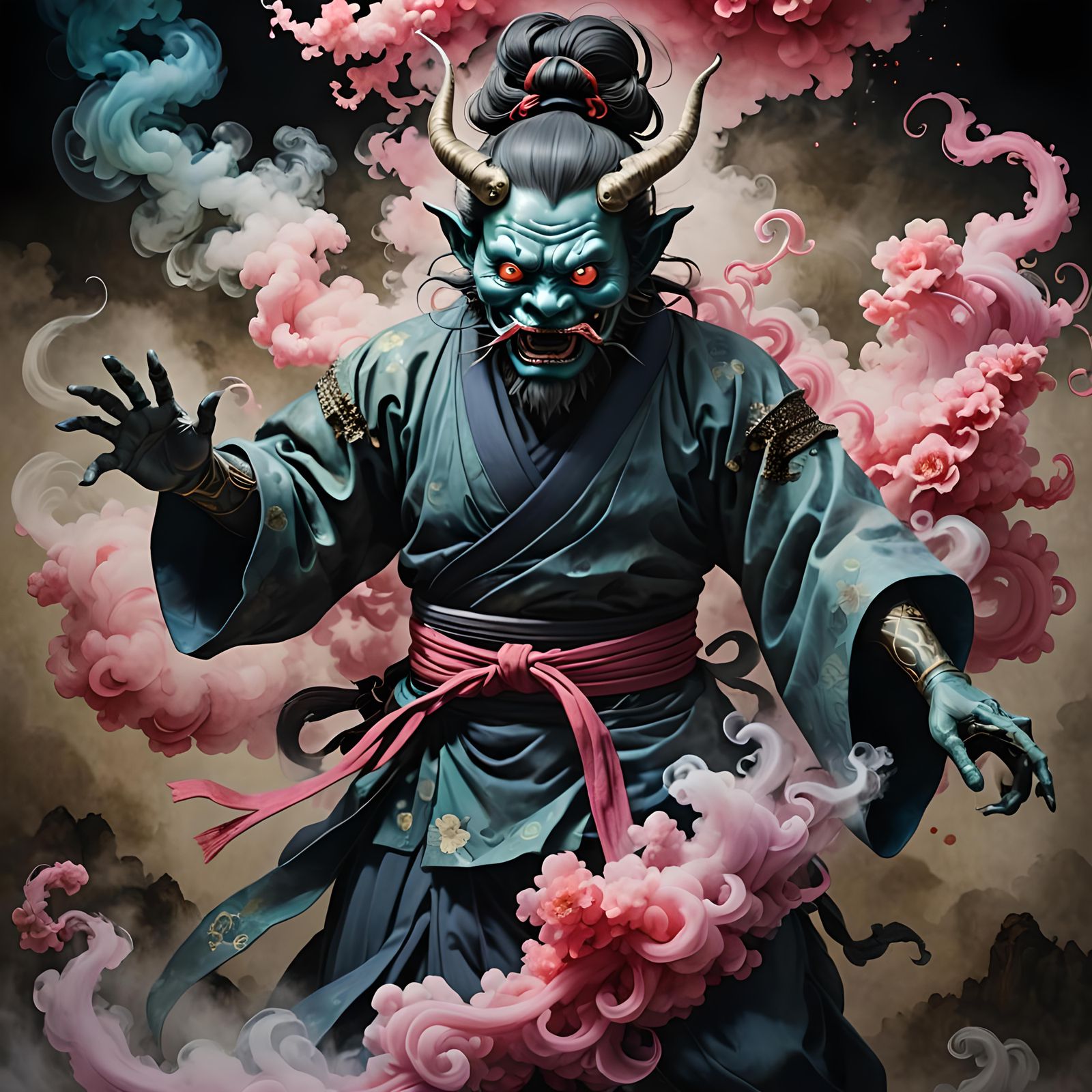 Ethereal Enenra Yokai in Japanese Painting Style