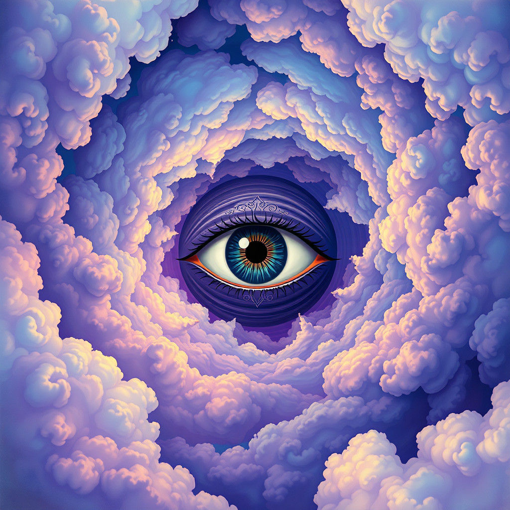 Majestic Eye in Iridescent Cloud Vortex