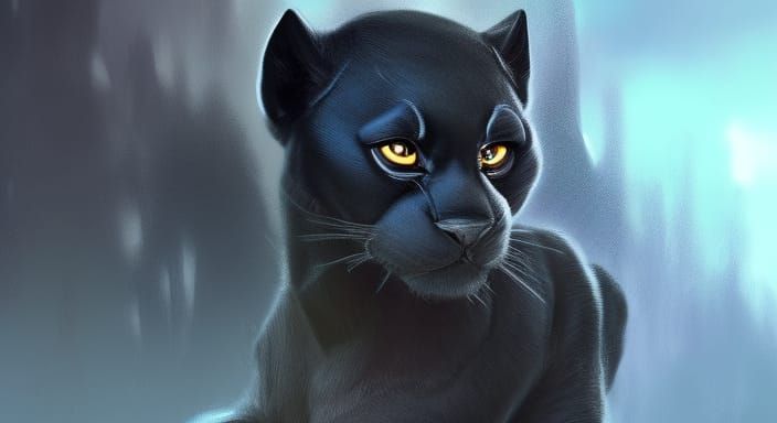 Adorable Black Panther Cub Fantasy Concept Art