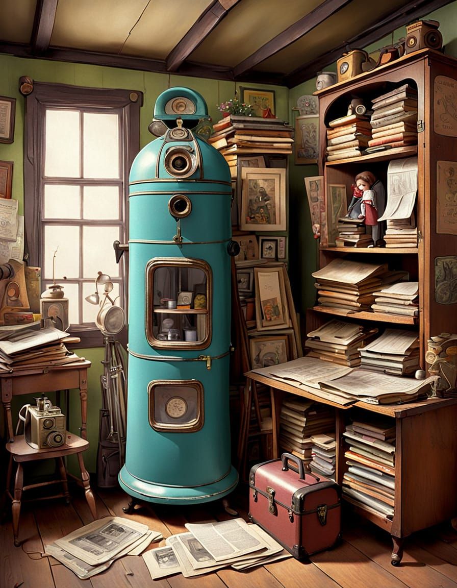 Vintage Attic Treasure Trove in Whimsical Sketch Style