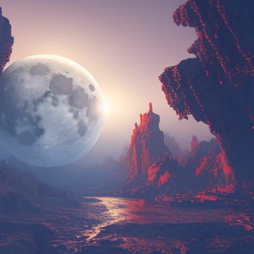 Detailed Matte Painting of Moon Landing