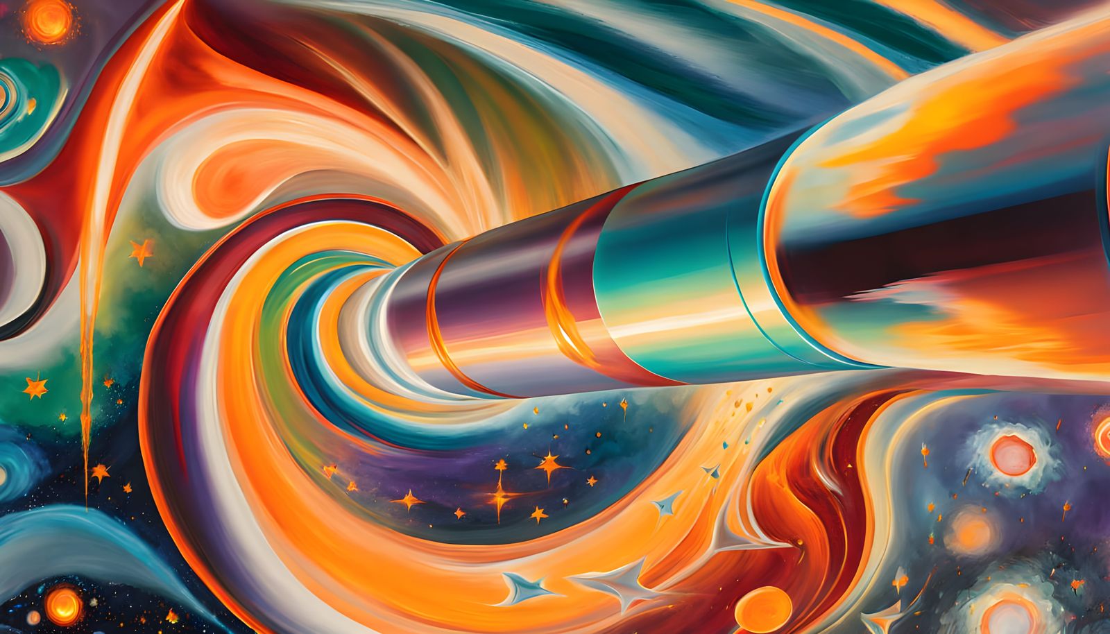 Cosmic Vortex in Vibrant Oil Painting Style