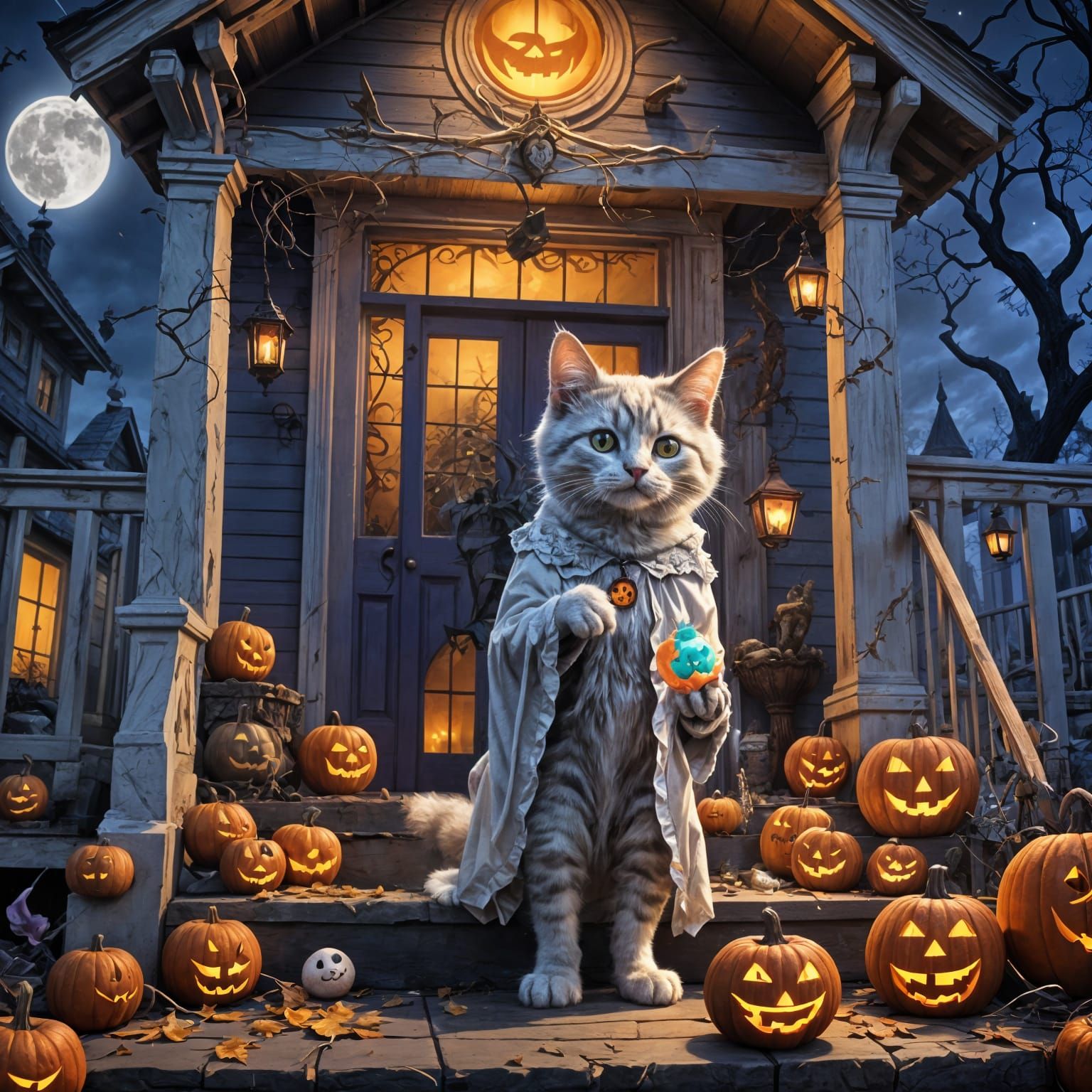 Kitten Ghost Trick-or-Treat: Fantasy Concept Art