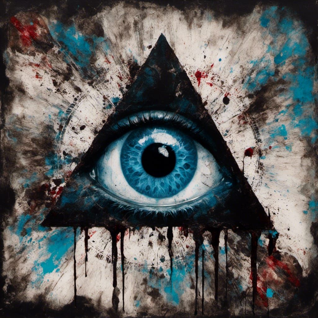 Bleeding Blue Eye in Macabre Mandala Style