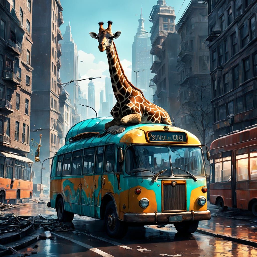 Majestic Hybrid Snail-Giraffe Smashes City Bus with Effortle...