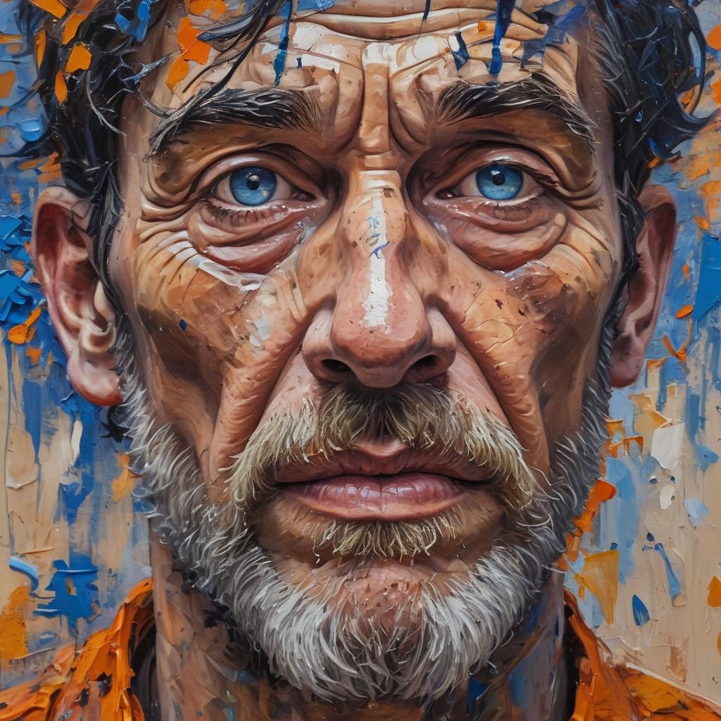 Expressionist Oil Painting of a Tormented Hero