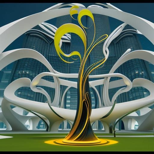 Surreal Architectural Composition in Catenary Style