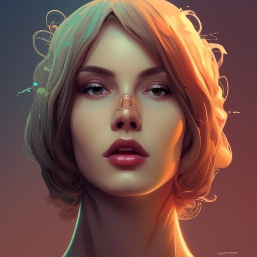 Stylish Hourglass Figures Portrait in Art Nouveau Style