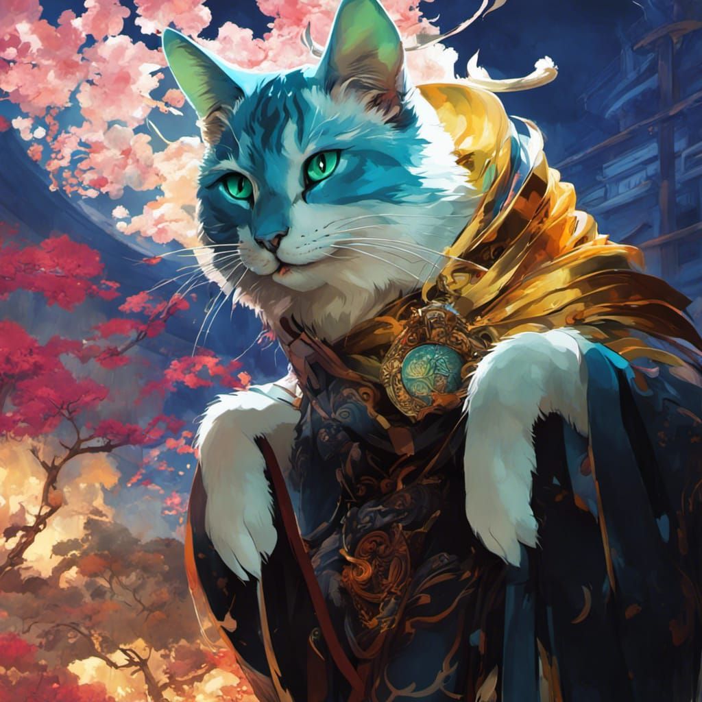 Asian Neko Yokai in Volumetric Lighting