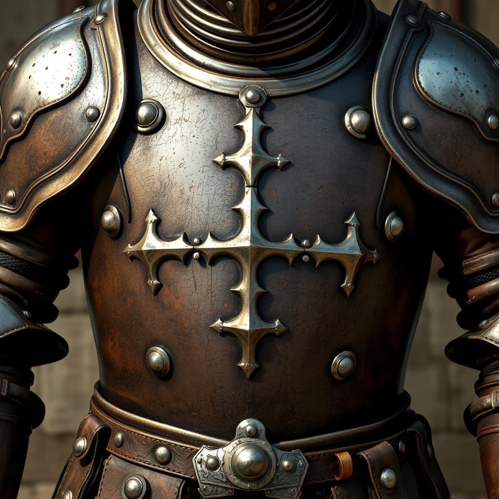 Detailed Medieval Plate Armor with Intricate Metalwork