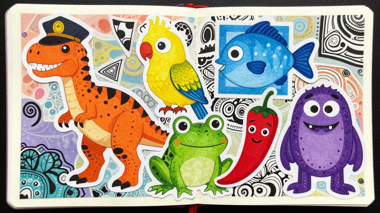 Multicolor Papercraft Collage of Whimsical Characters