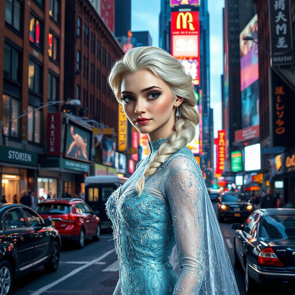 Elsa in Hyper-Realistic NYC Scene