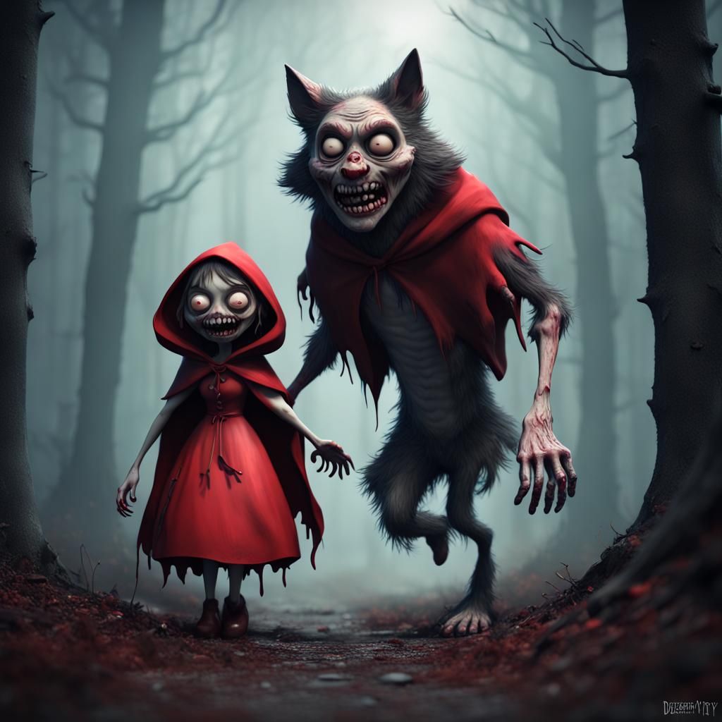 Zombie Red Riding Hood and Big Bad Wolf