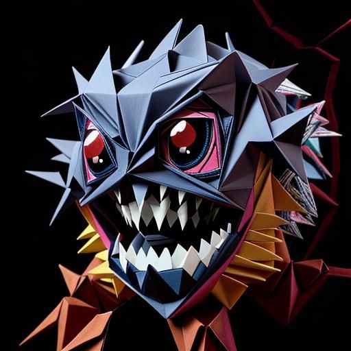 Creepy Origami Monster with Huge Teeth