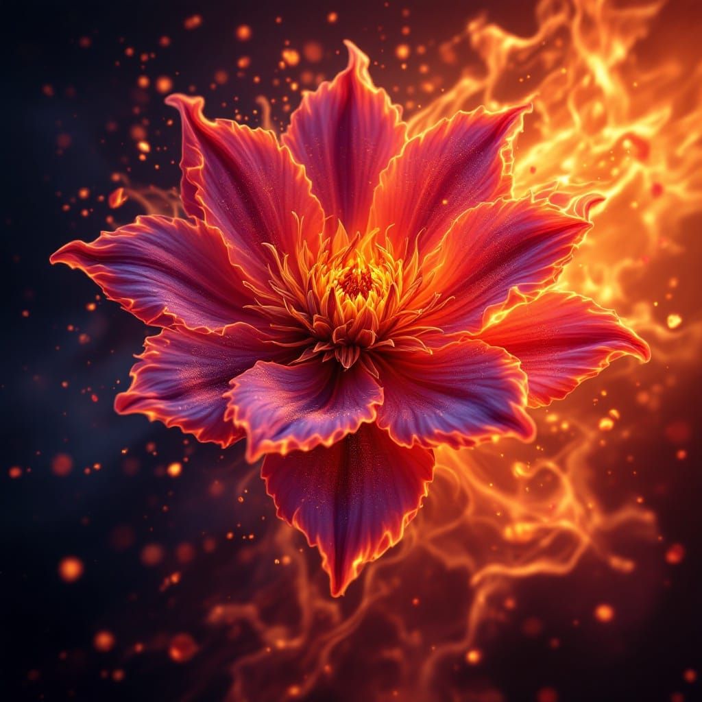 Fiery Flower: A Fantastical Digital Art Creation