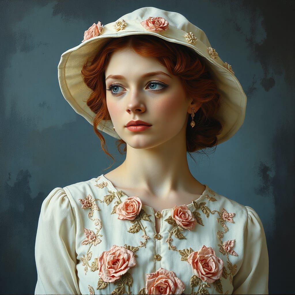 Elegant Woman in Muted Petroleum Blue Hues