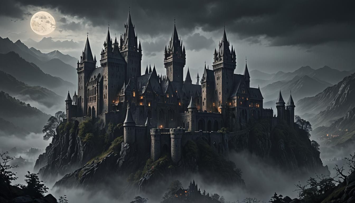 Ominous Vampire Castle in Gothic Horror Style