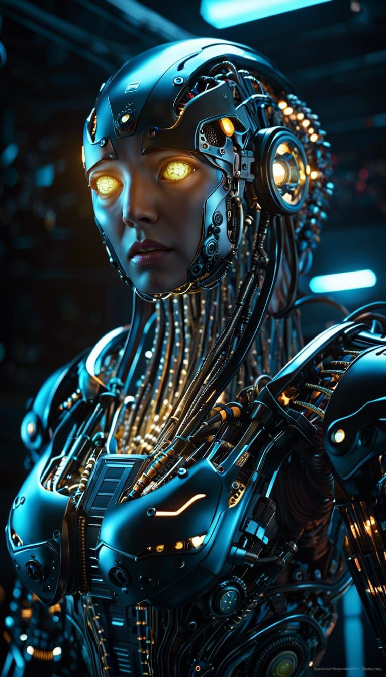 Robotic wired biomechanical Borg with bioluminescencent wires