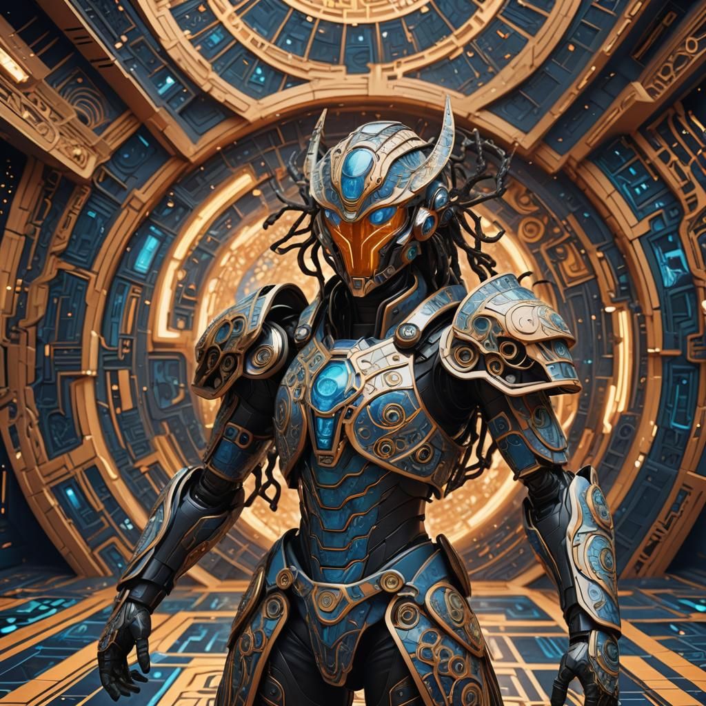 Tau'ri in Geometric Chamber with Fractal Patterns