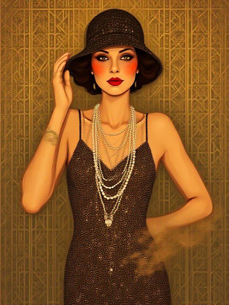 Glamorous Art Deco Woman in Geometric Patterns