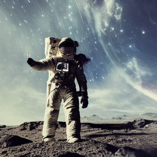 Astronaut Standing on a Vibrant, Desolate Planet in a Dreaml...