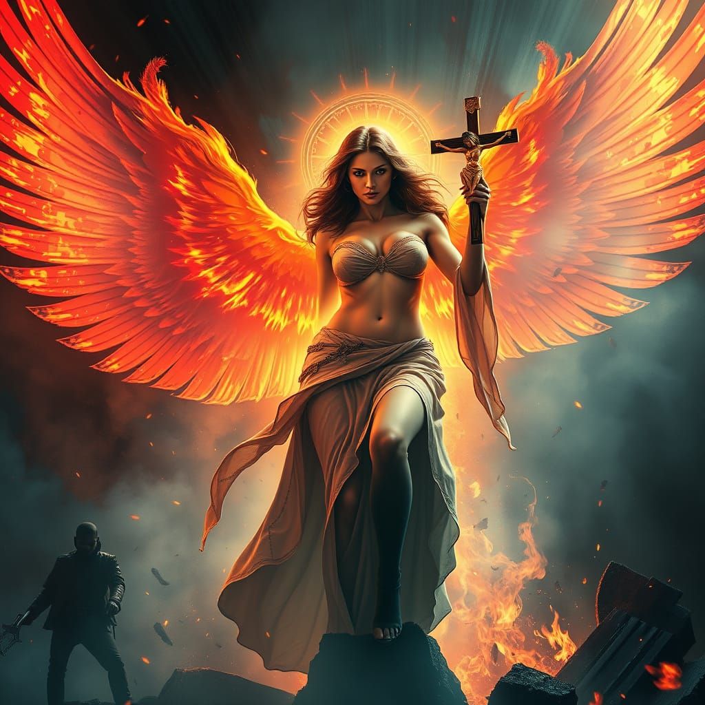 Erotic Art: Woman in Hell with Crucifix