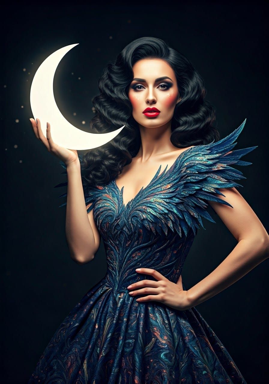 Exquisite Celestial Siren with Iridescent Wings and Stardust...