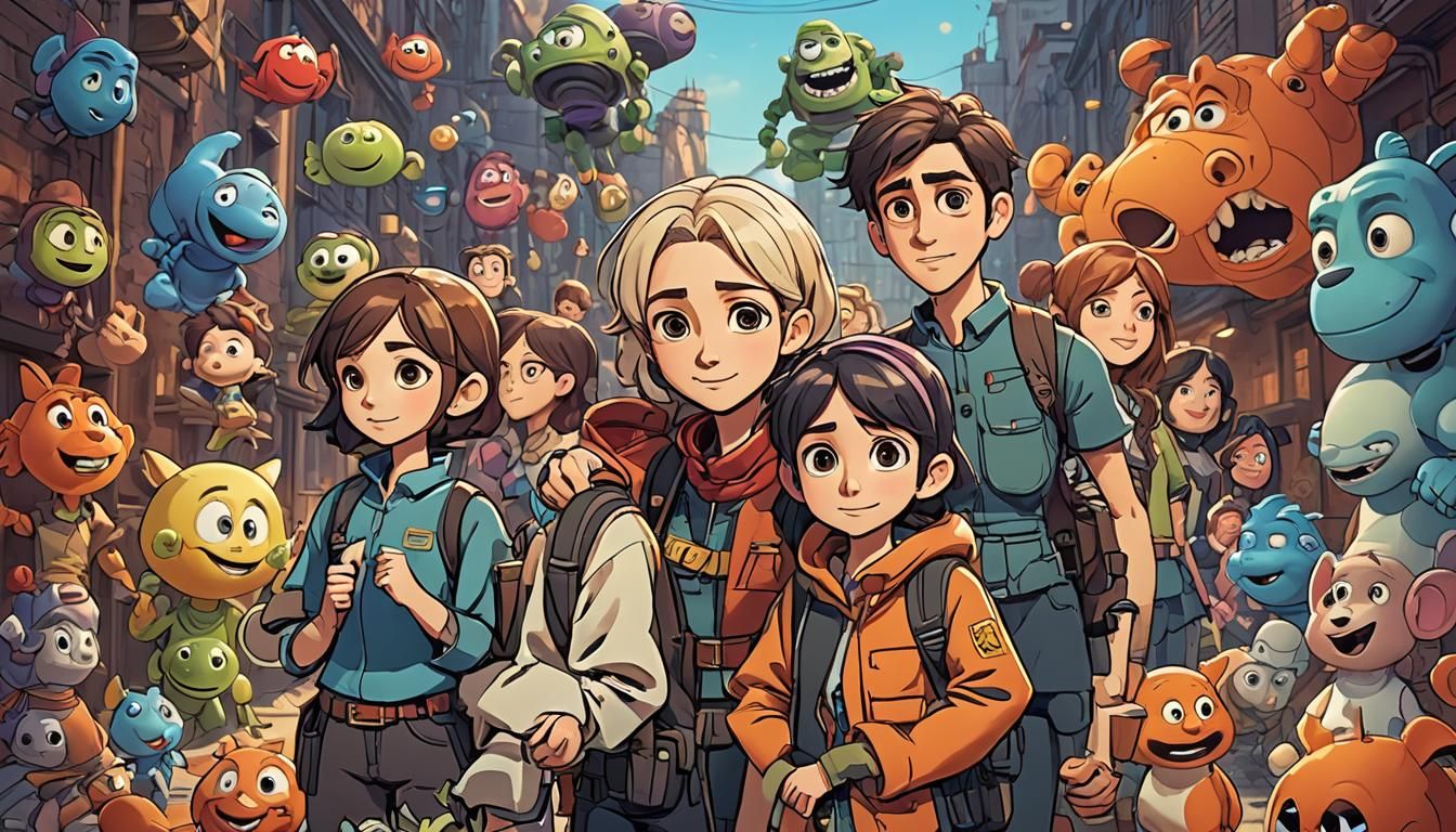 Cheerful Anime Companions in 3D Digital Art