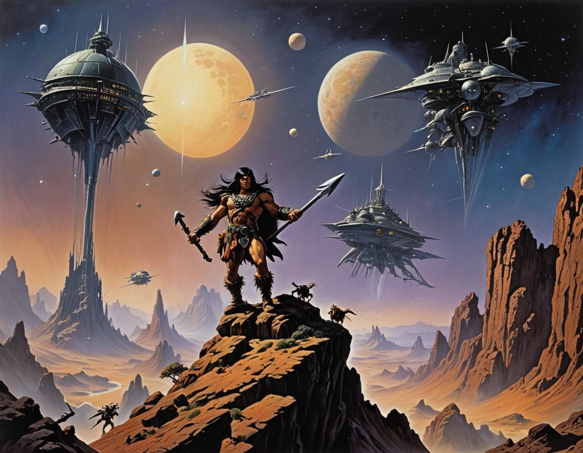 Conan the Barbarian in Space, Fantasy Illustration