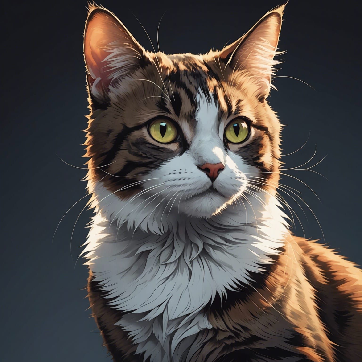 Anime Cat Illustration in Studio Trigger Style
