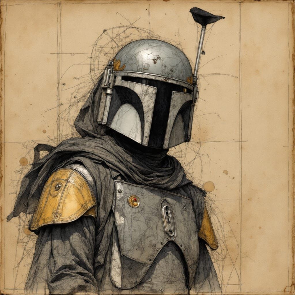 Boba Fett Portrait in Victorian Rococo Style