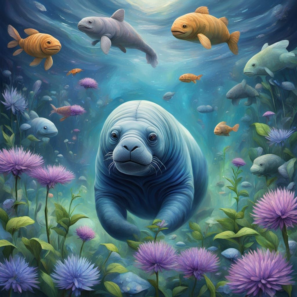 Surreal Futuristic Painting of Blue Observatory