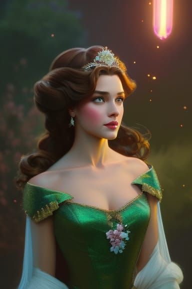 Princess Belle Portrait in Digital Art Style