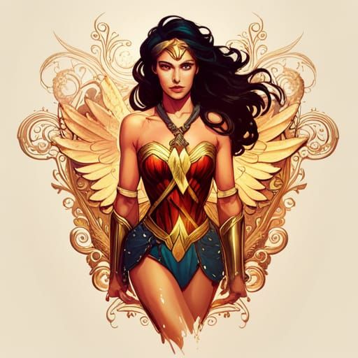 Steampunk Wonder Woman with Luminous Colors