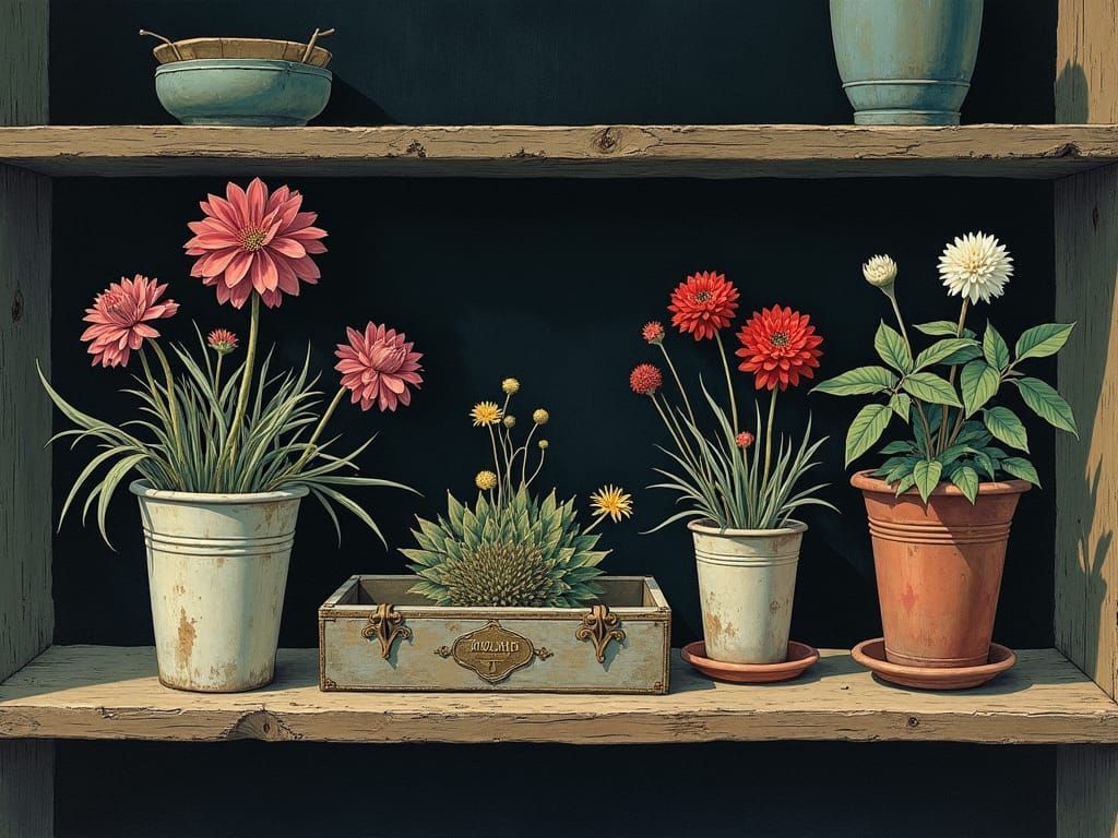 Whimsical Floral Arrangement in a Cigar Box