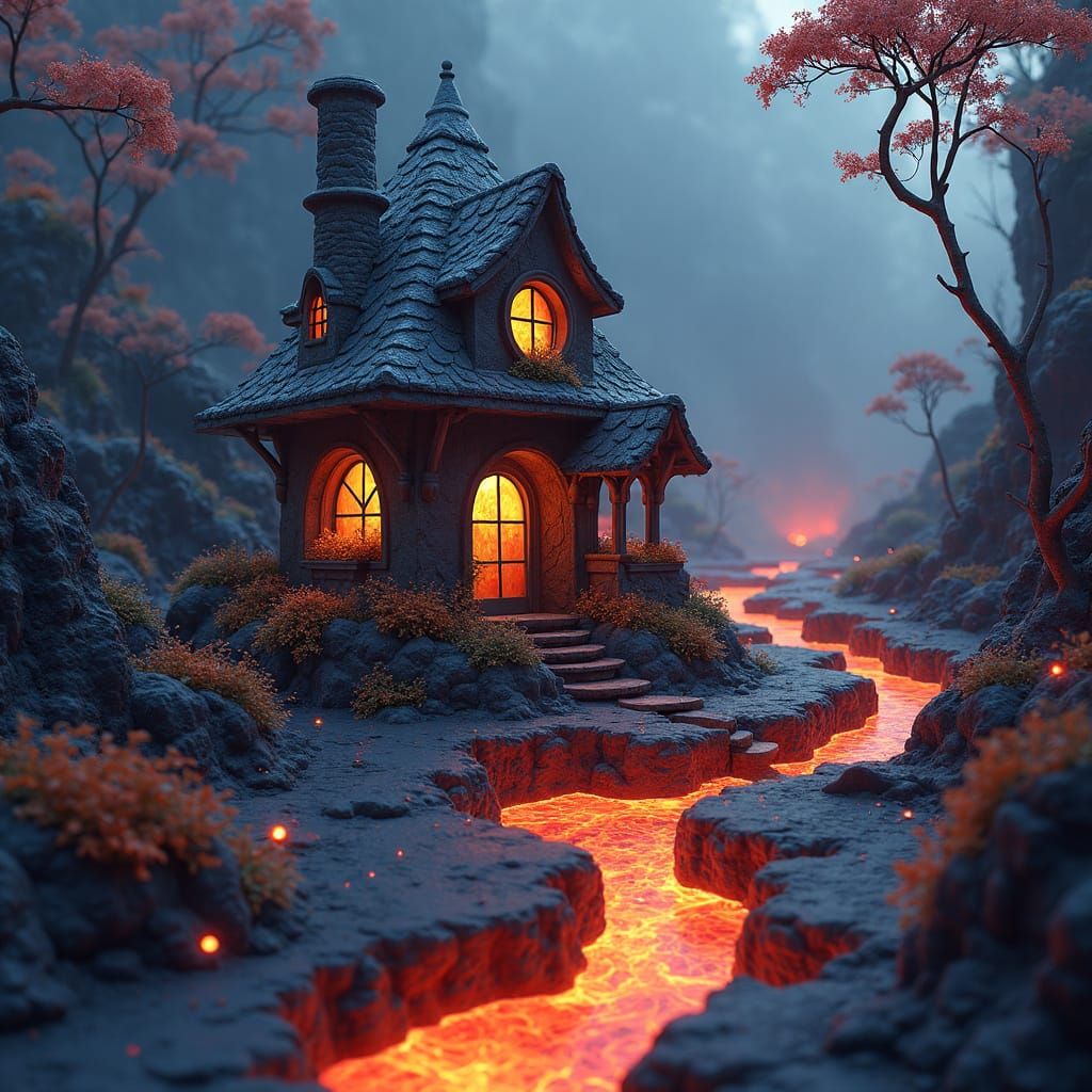 Whimsical Fairy House in Active Volcano