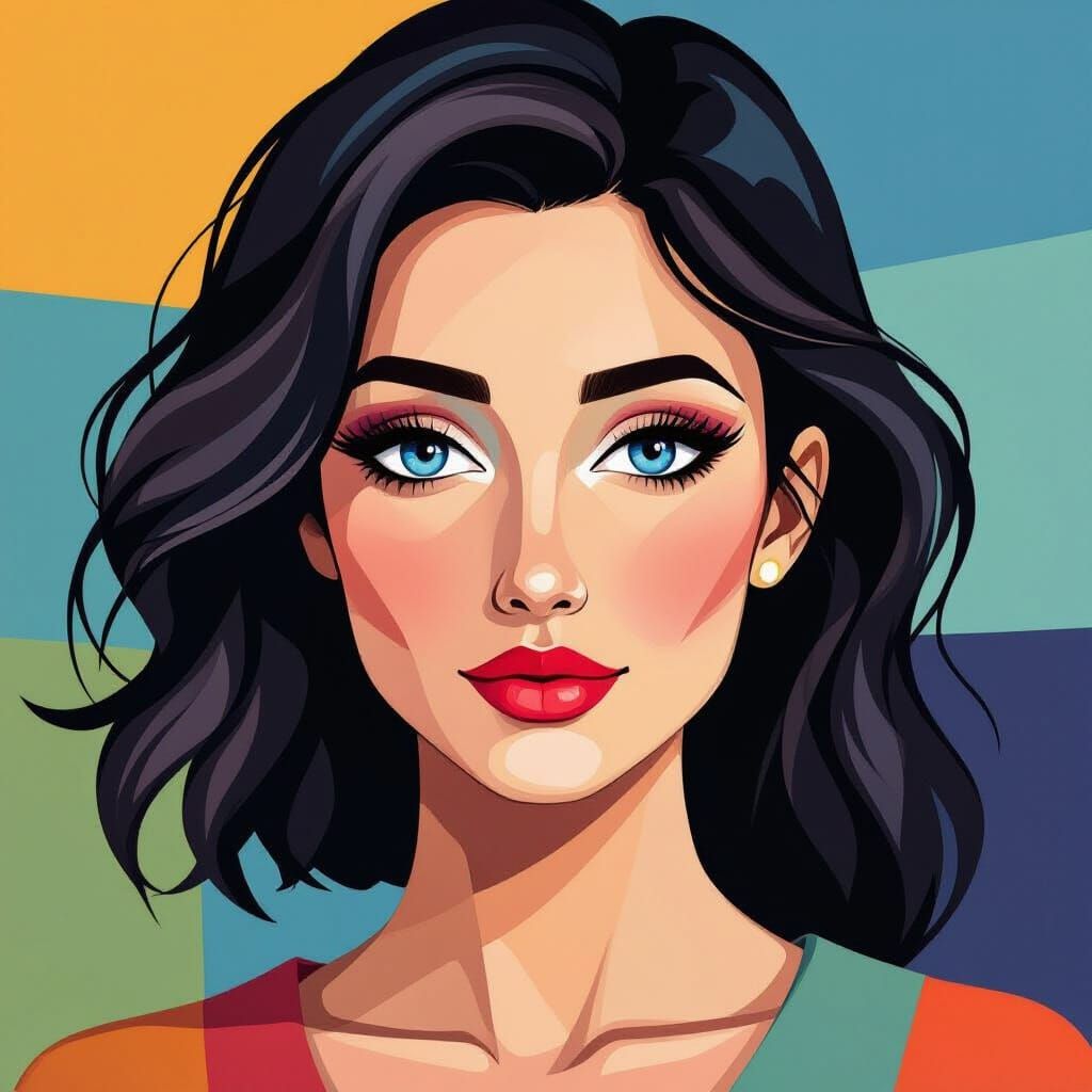 Paper Portrait of a Woman in Post-Impressionist Style