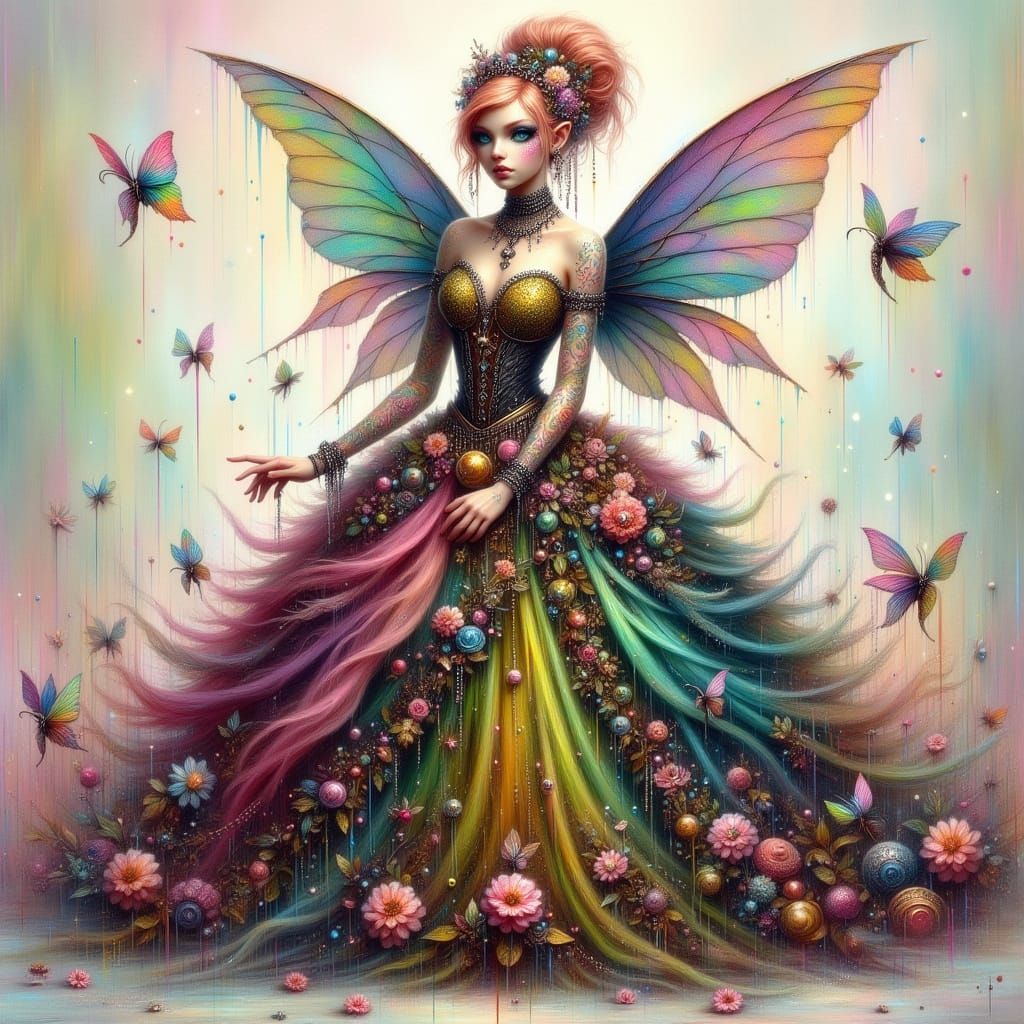 Glamorous Fairy Punk Princess in a Lavish Ballgown