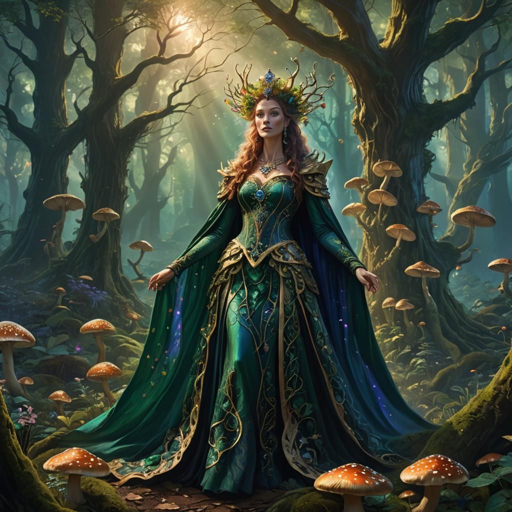Fae Queen in Enchanted Forest: Fantasy Art