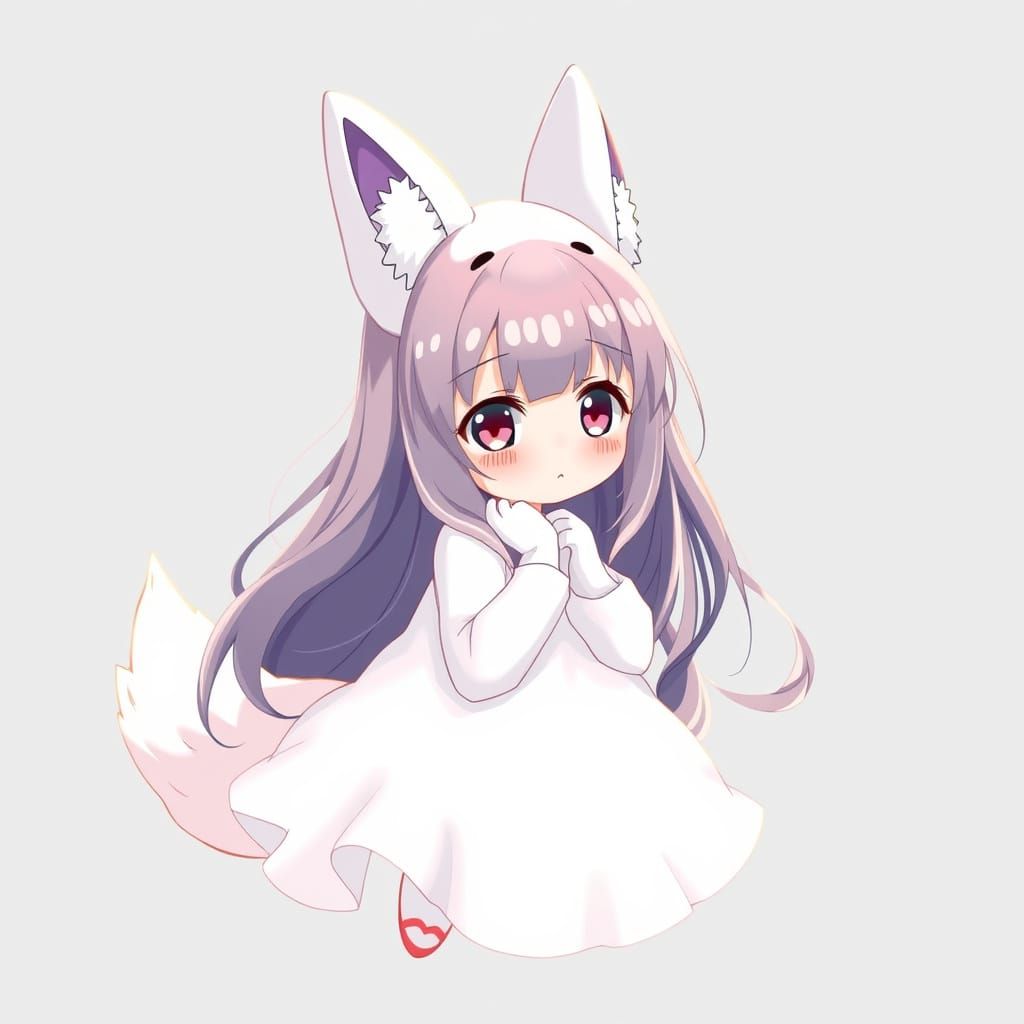 Anime Marshmallow Girl with Fox Features